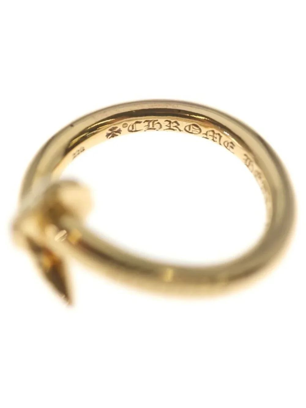 Chrome Hearts 22k Nail Crsball Cross Ball Gold Ring